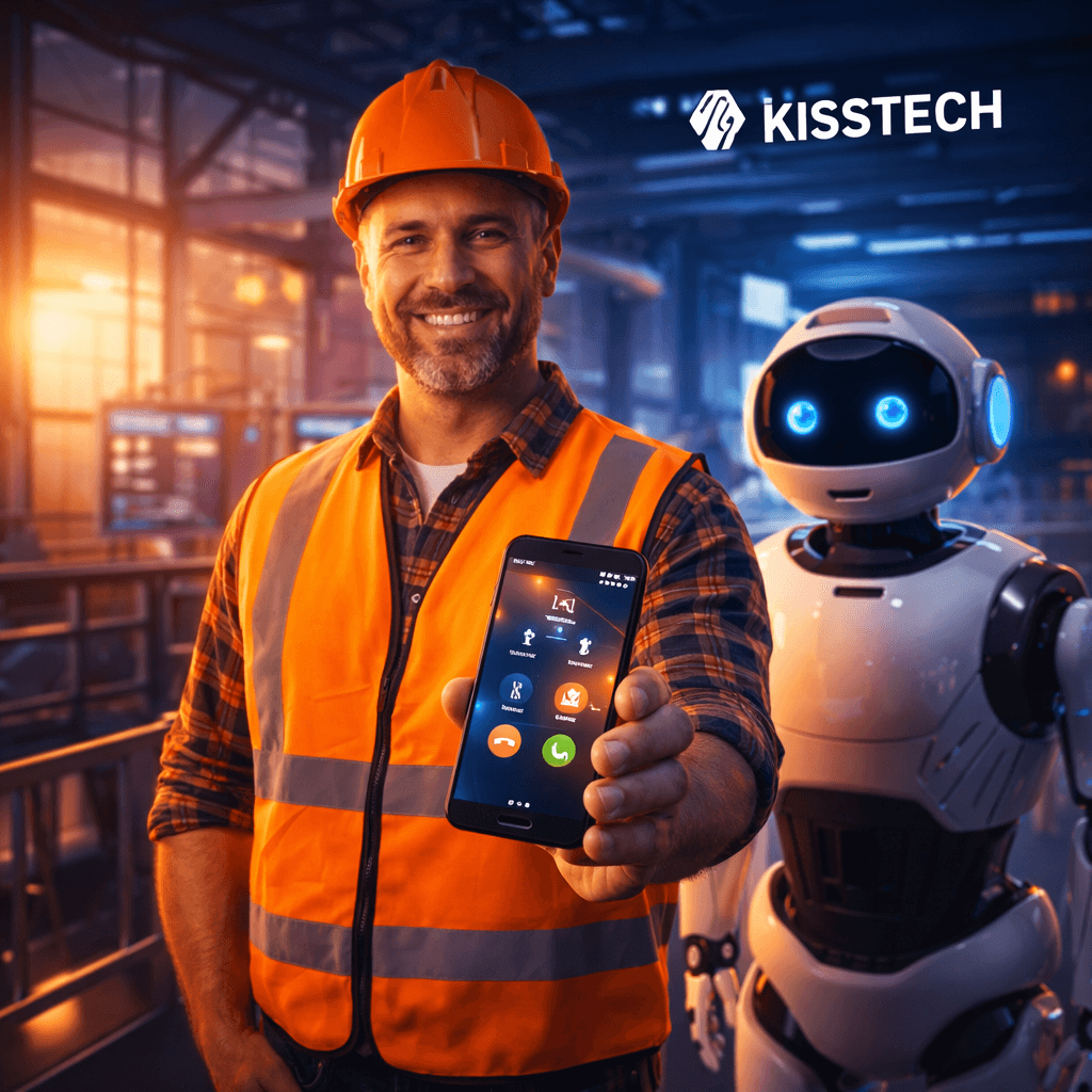 Professional tradesperson with a service robot using RingSuite